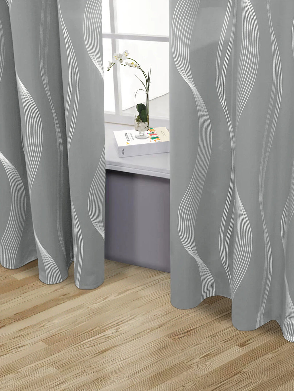High Precision Silver Embossed Wave Blackout Curtain - Light & Heat Control