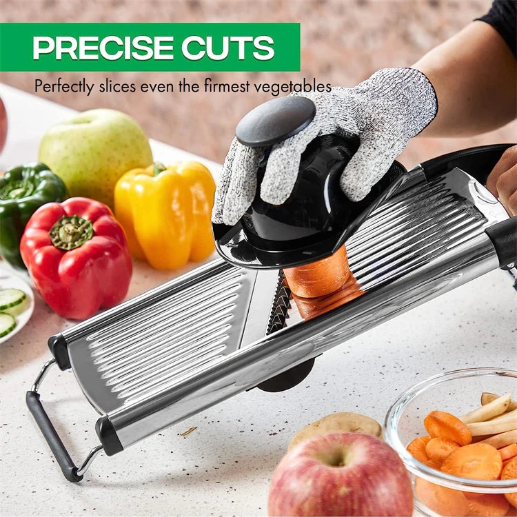 LMETJMA Adjustable Mandoline Slicer - Stainless Steel Vegetable Chopper & Cutter