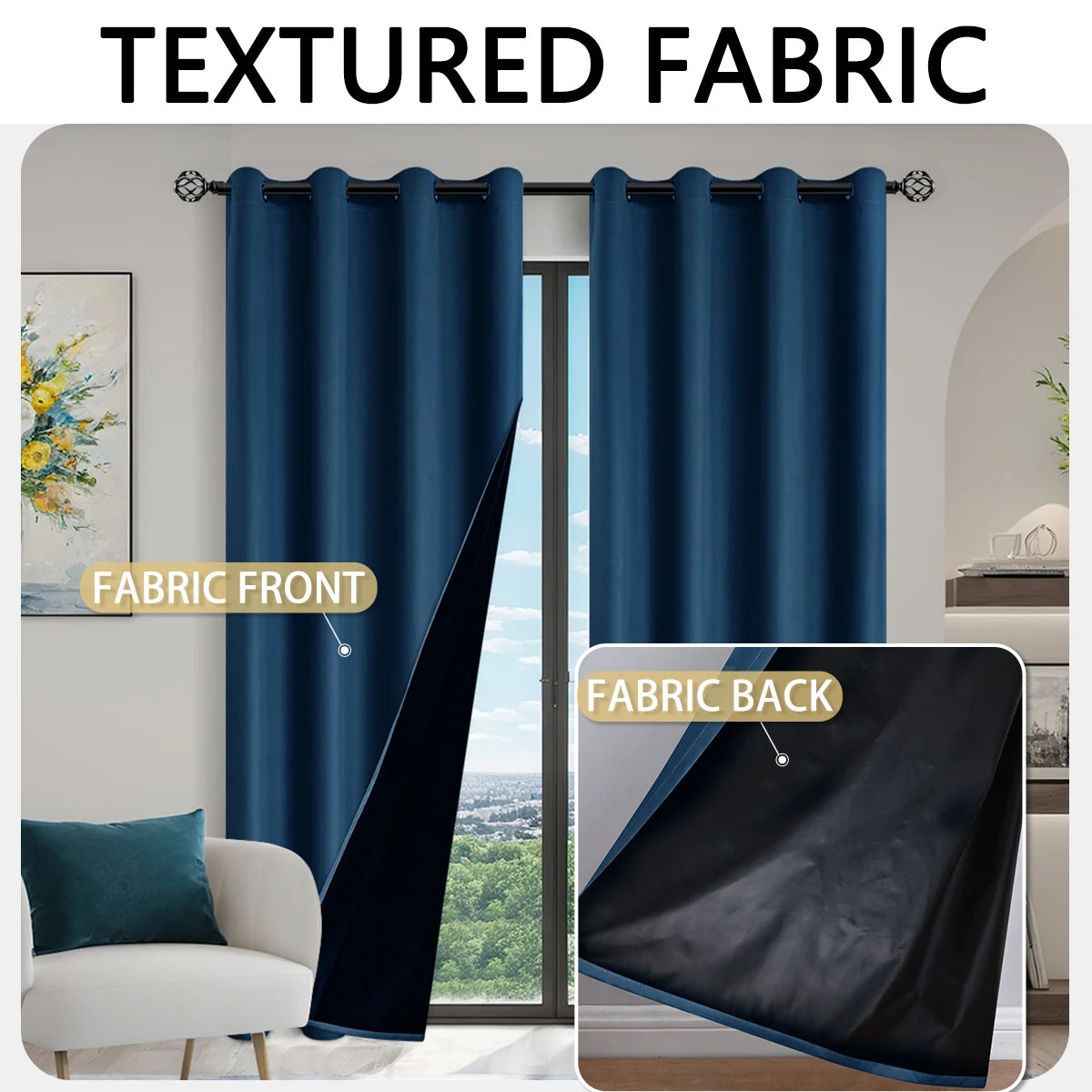 100% Blackout Curtains for Bedroom & Living Room - Full Shading & Sun Protection