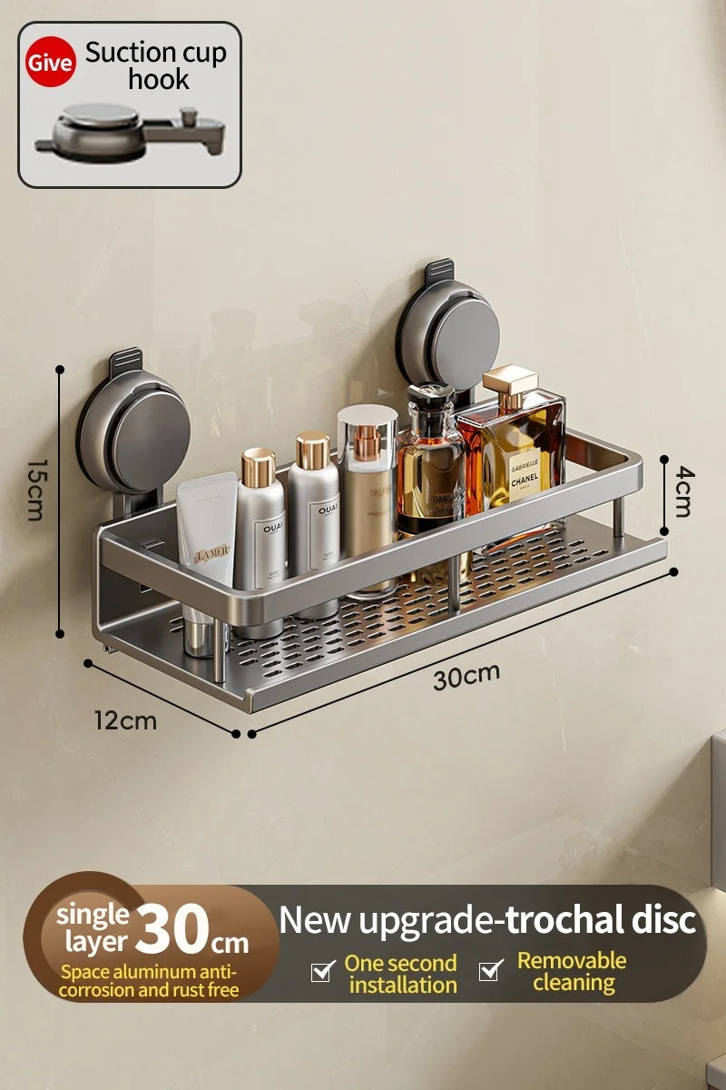Wall Mounted No-Drill Bathroom Storage & Towel Rack | Versatile Organizer