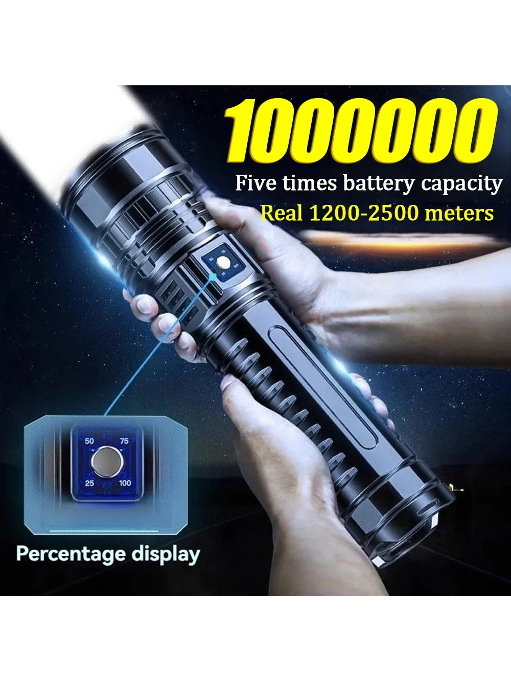 Most Powerful 10000LM Tactical LED Flashlight - 4km Beam Emergency Spotlight