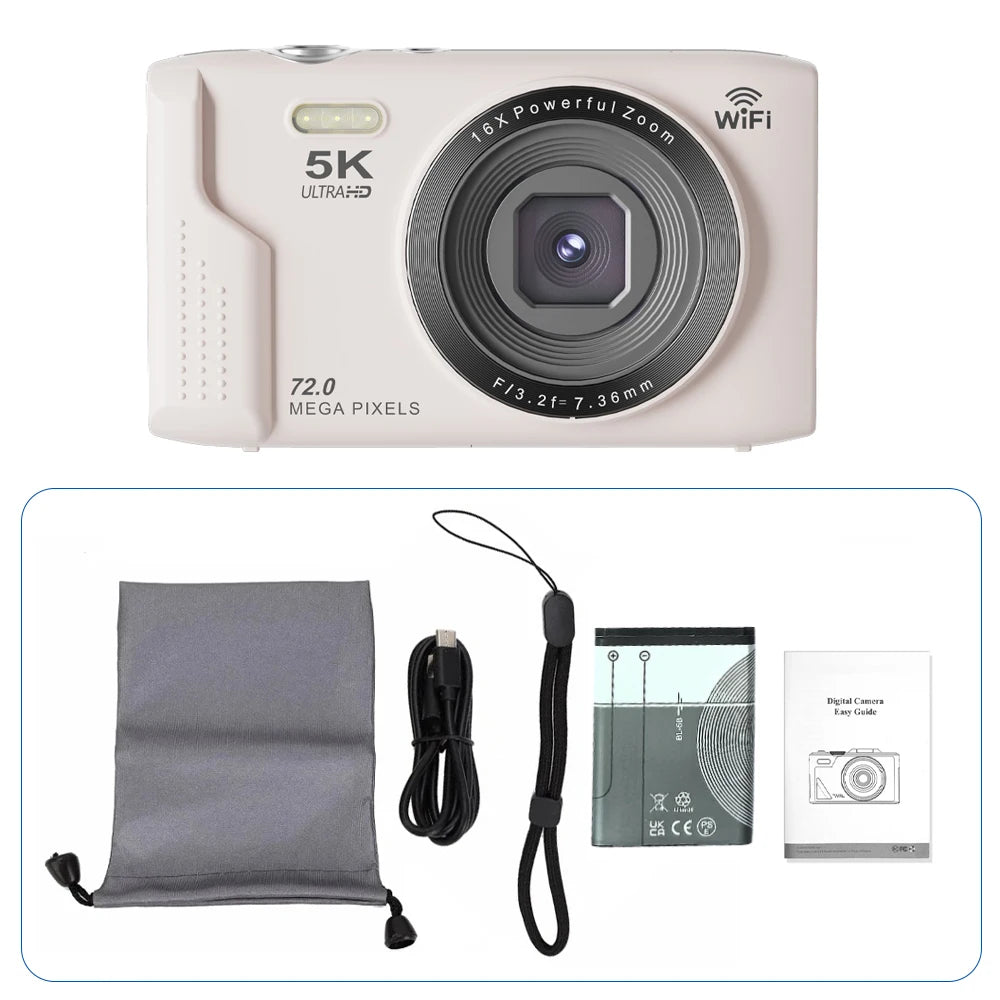 Ourlife 5K 72MP Compact Camera for Vintage Photography & Vlogging