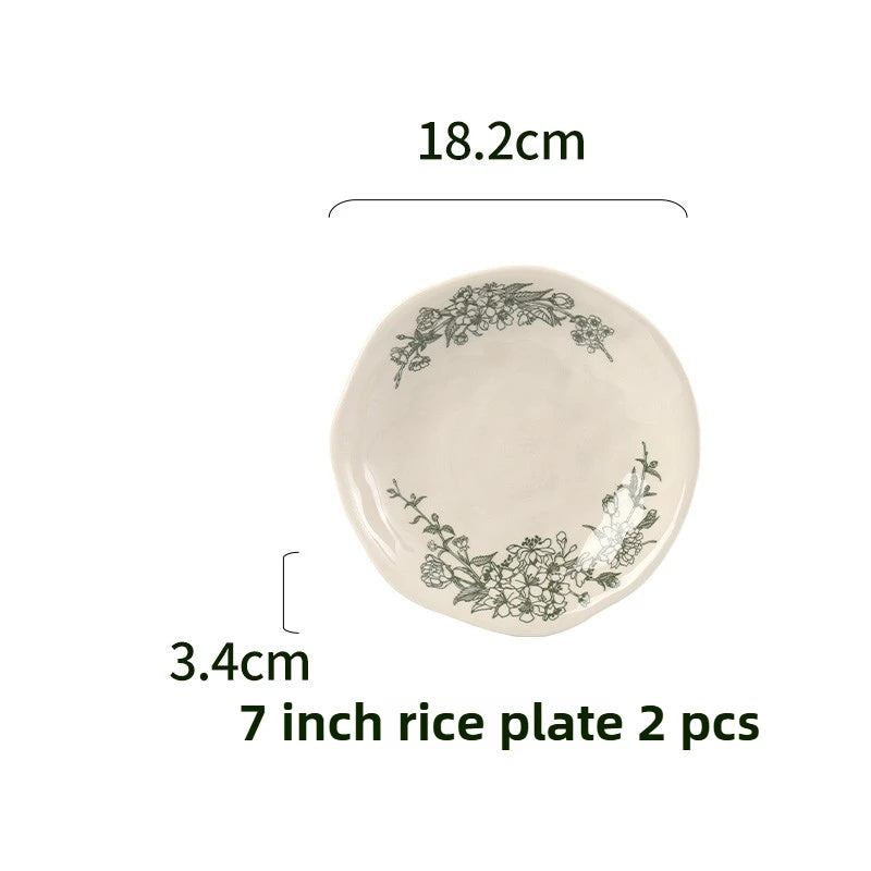 SOLECASA Floral Porcelain Dinnerware Set - Green Design