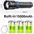Vabena 10000LM 800W Tactical Flashlight - 4km Beam, Powerbank