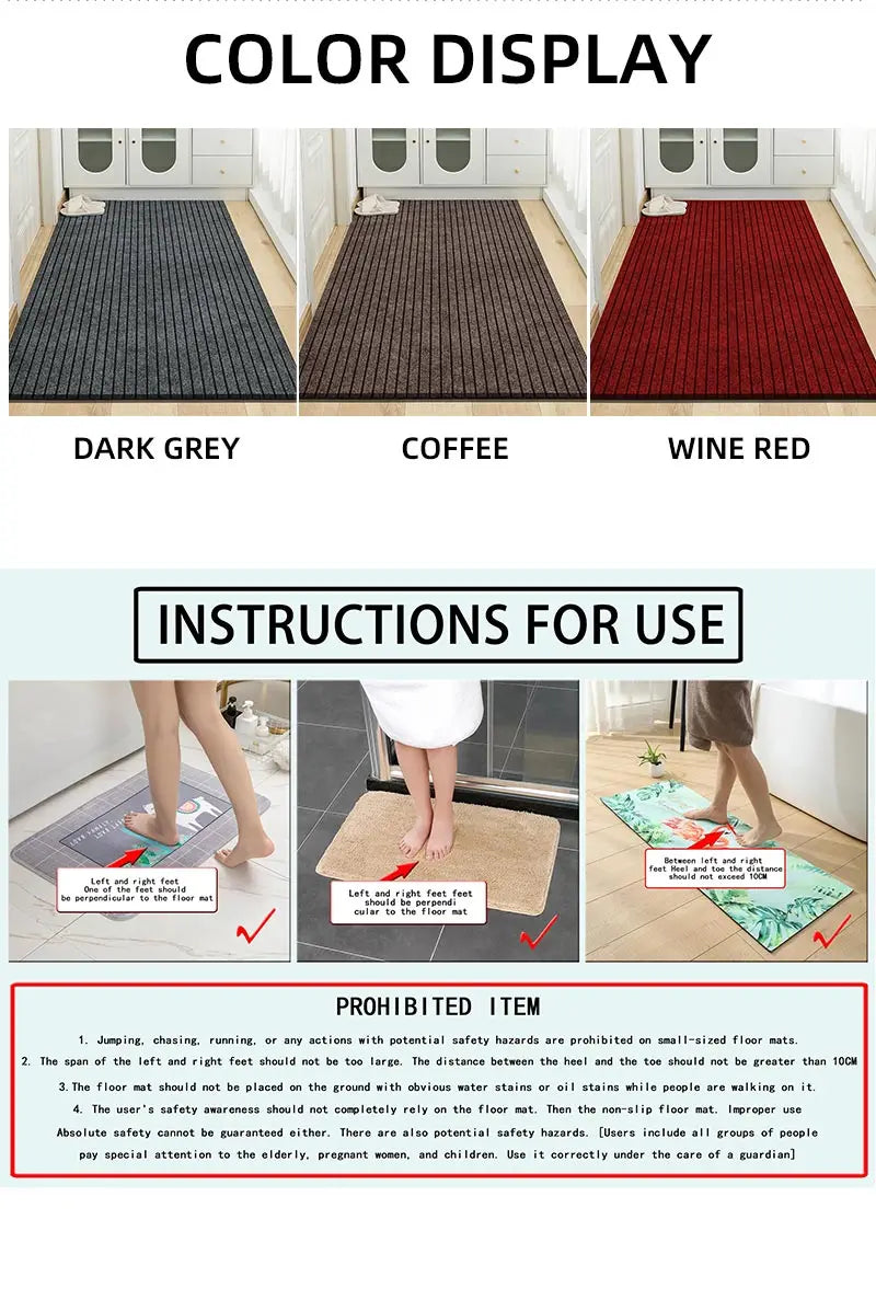 Large Striped Rubber Anti-Slip Corridor & Outdoor Carpet | Washable Area Rug