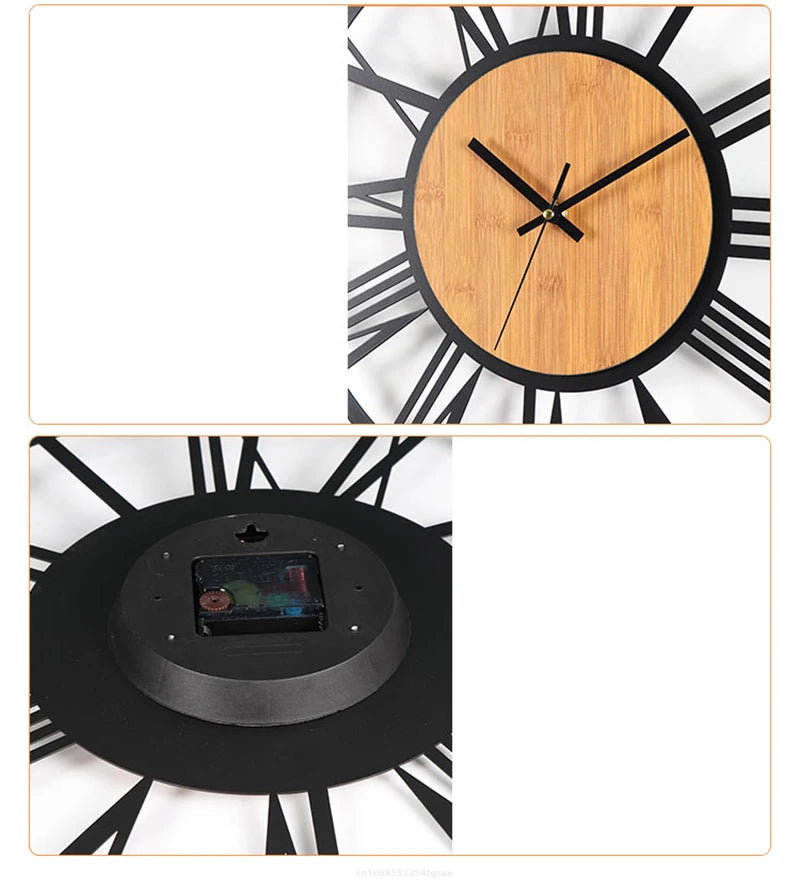 Large Nordic Retro 3D Wall Clock | Roman Numerals Decor