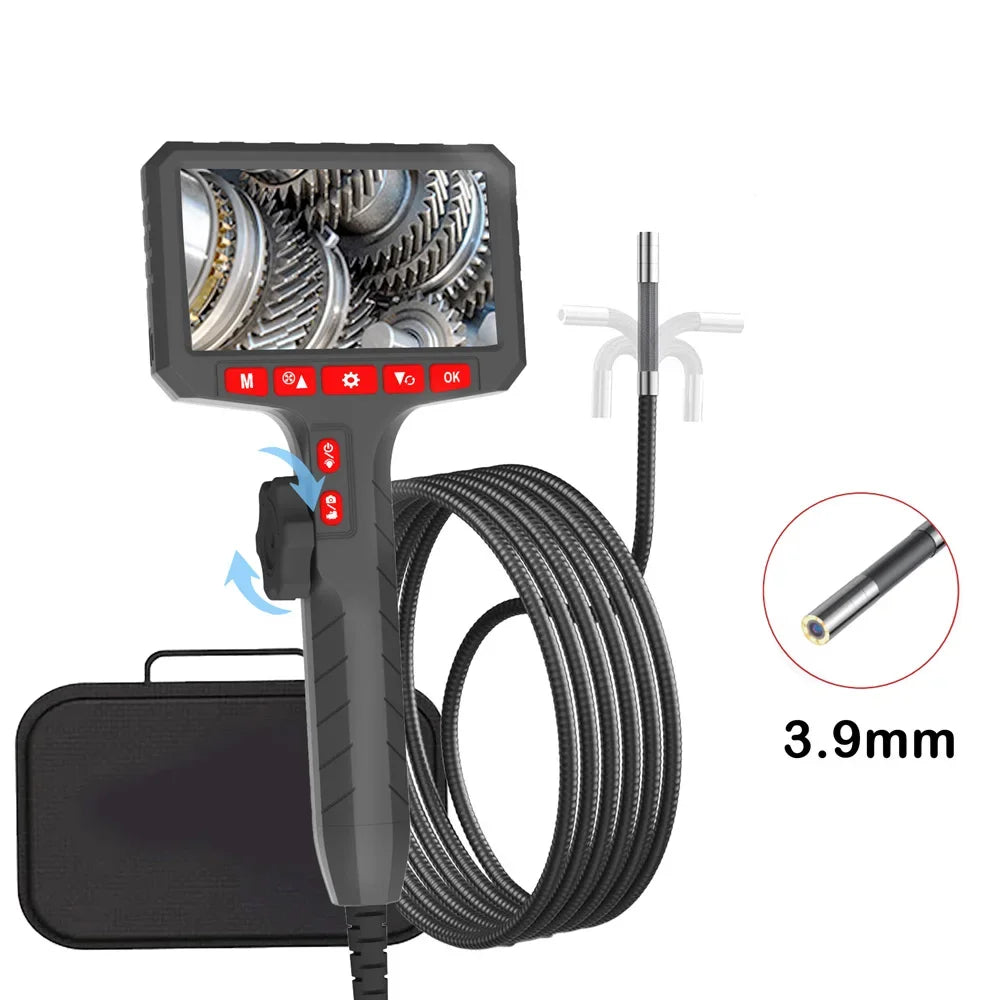 3.9mm HD Two-Way Rotary Industrial Endoscope Camera with 5.0" Display