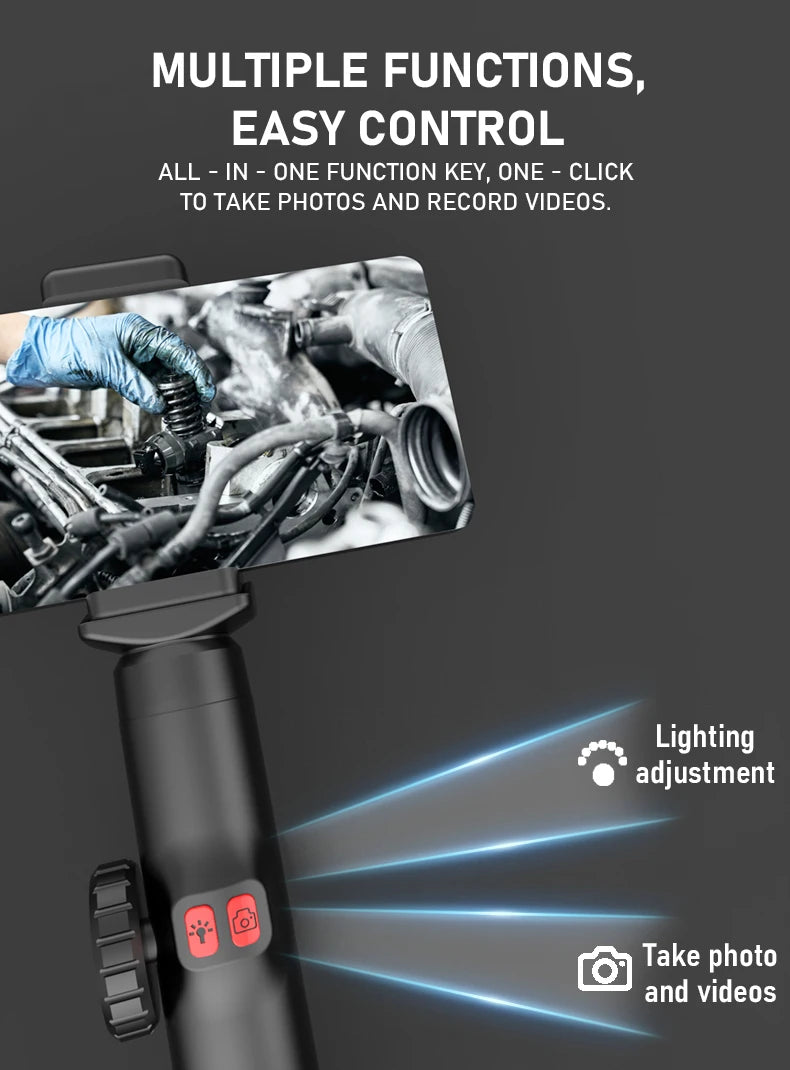 360° Articulating Borescope Endoscope Camera with Light for Android/iOS