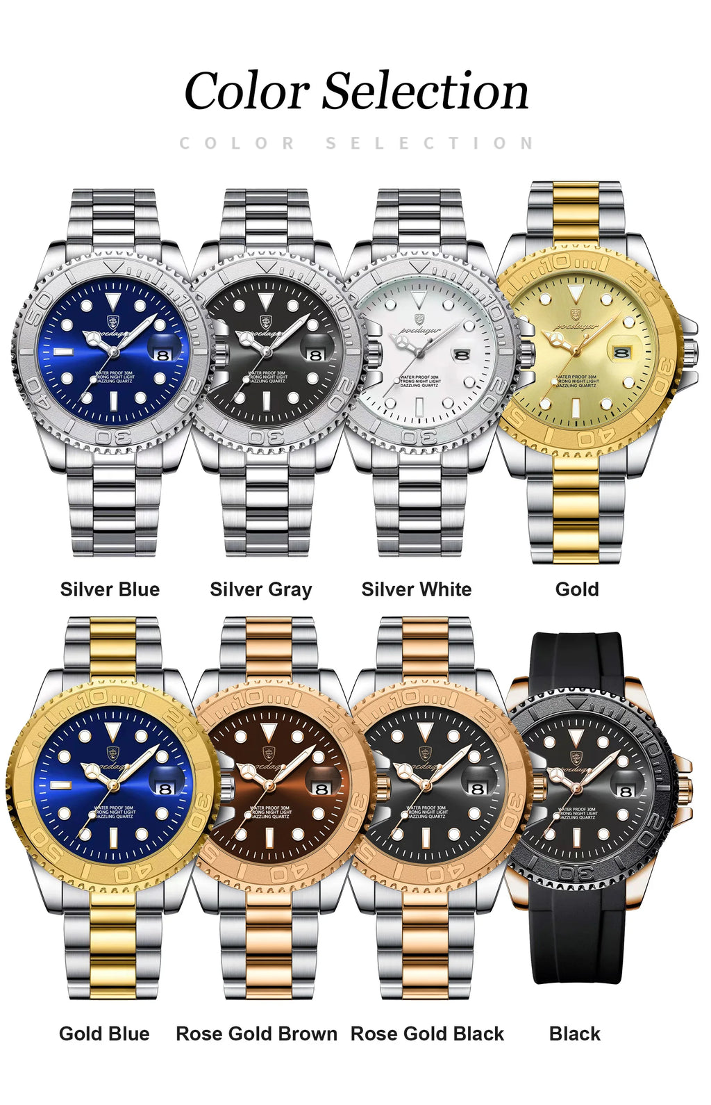 POEDAGAR Luxury Men's Quartz Watch - Waterproof & Luminous Date