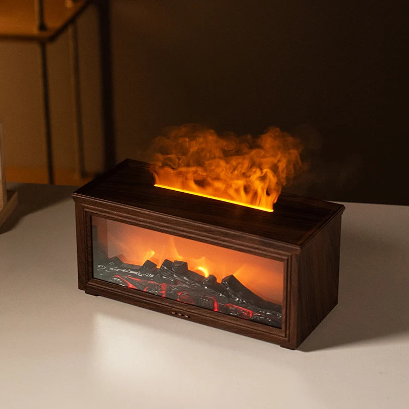 7-Color Mini Flame Diffuser & Humidifier | Essential Oil Fireplace Effect