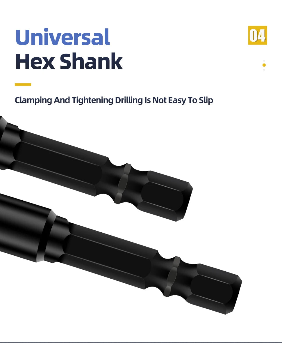 TOOLEYE Multifunction Cross Hex Drill Bit Set - Concrete, Tile, Glass, Metal