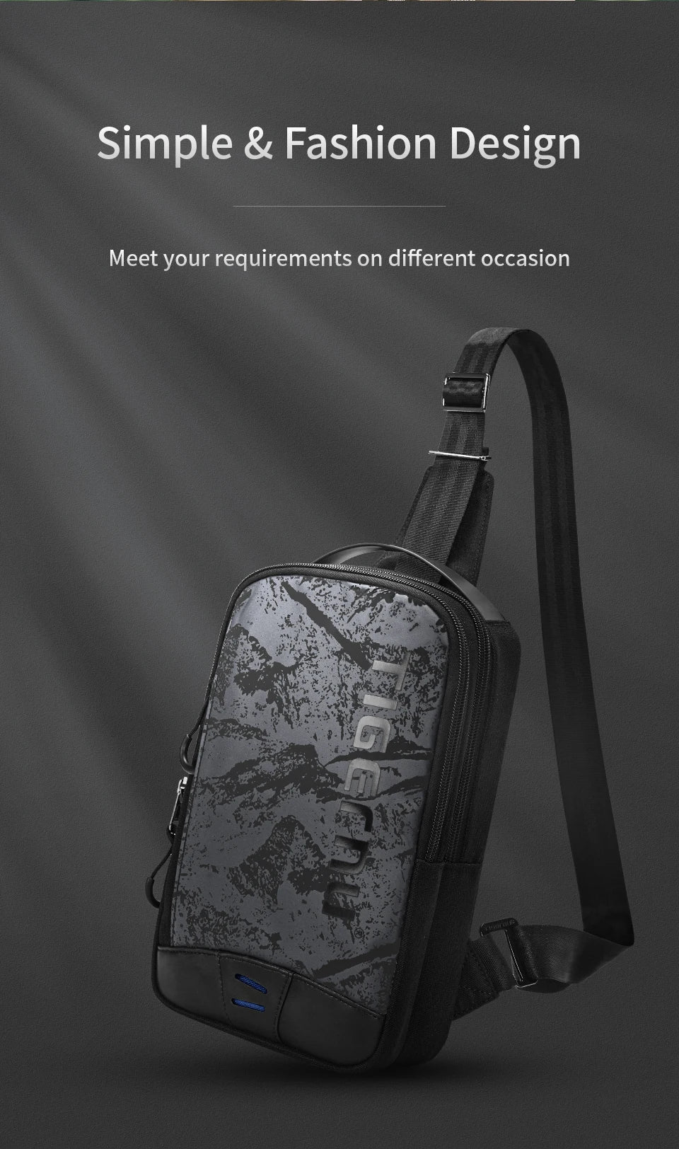 Tigernu Men's Chest Bag - Cool Shoulder & Crossbody for 9.7" iPad