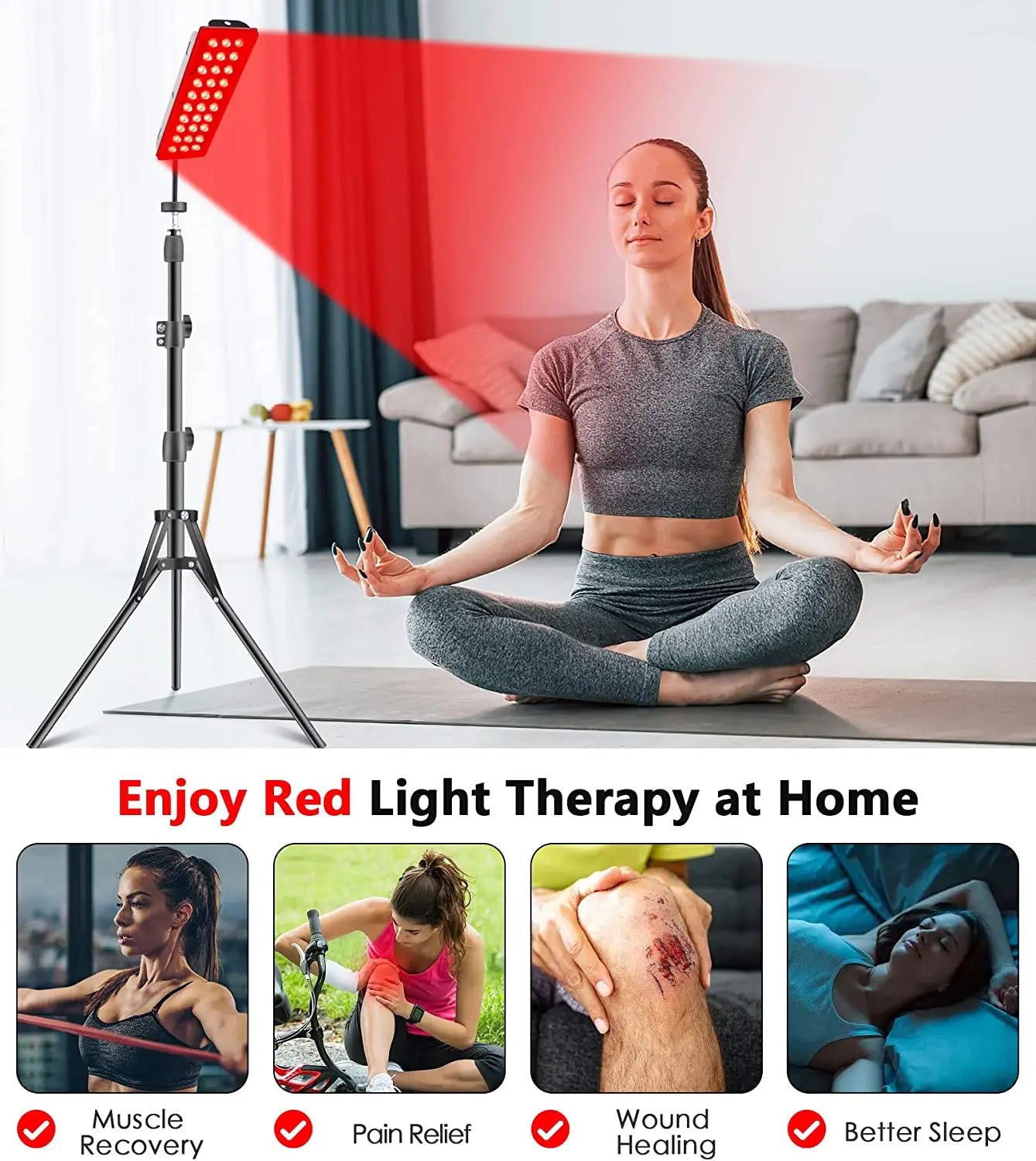 LED Red Light Therapy Lamp for Full Body & Face - Near Infrared for Joint Pain, Muscle Relief & Beauty