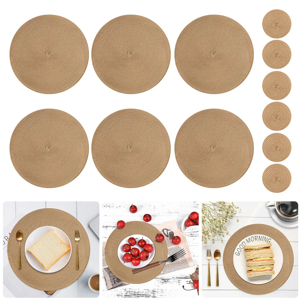 Elegant Braided Placemats & Coasters Set - 12-Piece Dining Table Protection