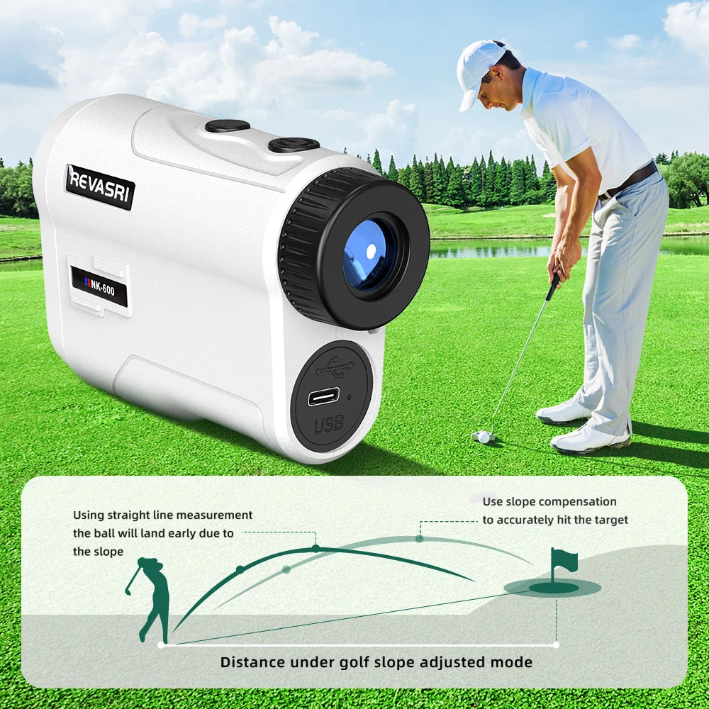 REVASRI Golf Laser Rangefinder - Rechargeable, 6X Magnification, 1000M Range