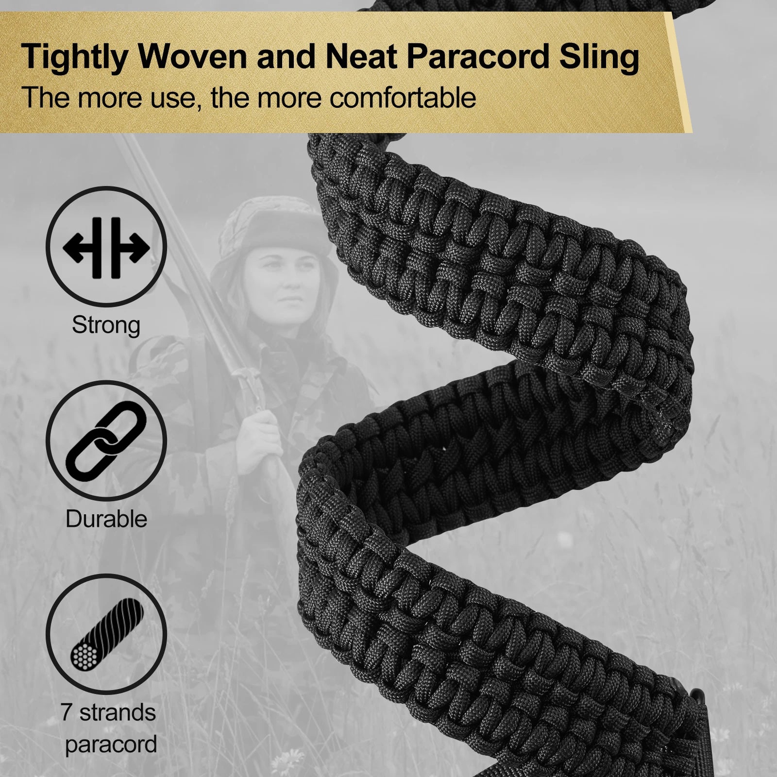 Two-Point Paracord Sling with Swivel - Non-Slip & Adjustable Gear Carrier