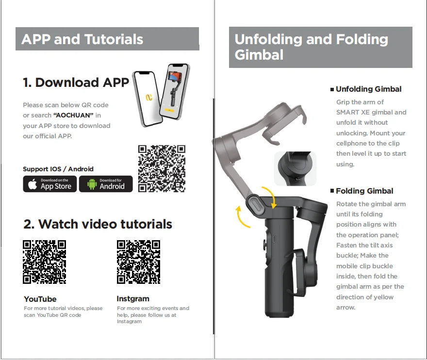 AOCHUAN SmartXE 3-Axis Smartphone Gimbal Stabilizer