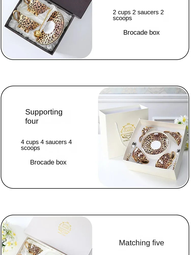 Retro Leopard Bone China Coffee & Tea Set | Luxury Tableware