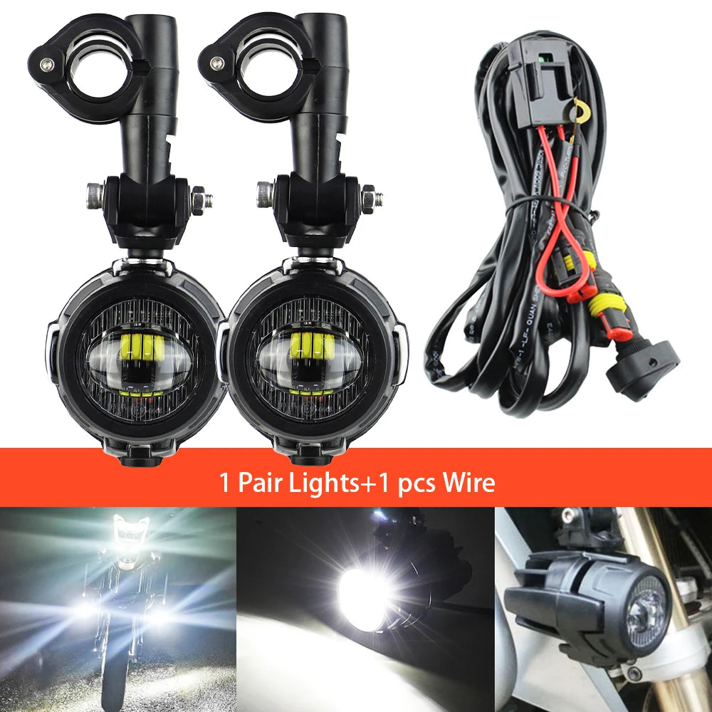 High-Performance Auxiliary LED Fog Lights for BMW R1200GS F800GS K1600 & Universal Motorcycles | 40W 6000K