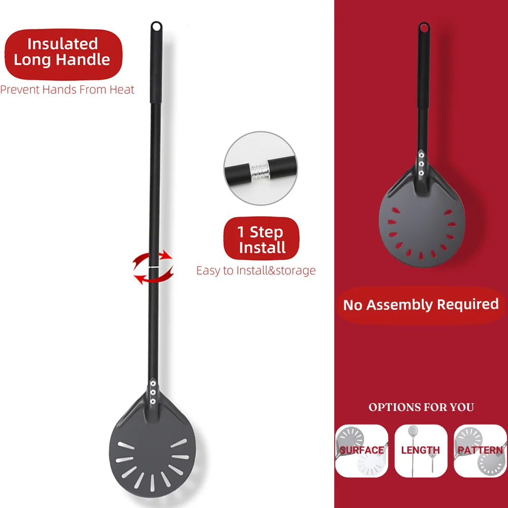 6-14 Inch Hard Anodized Aluminum Pizza Peel – Durable Oven Spatula & Bread Paddle