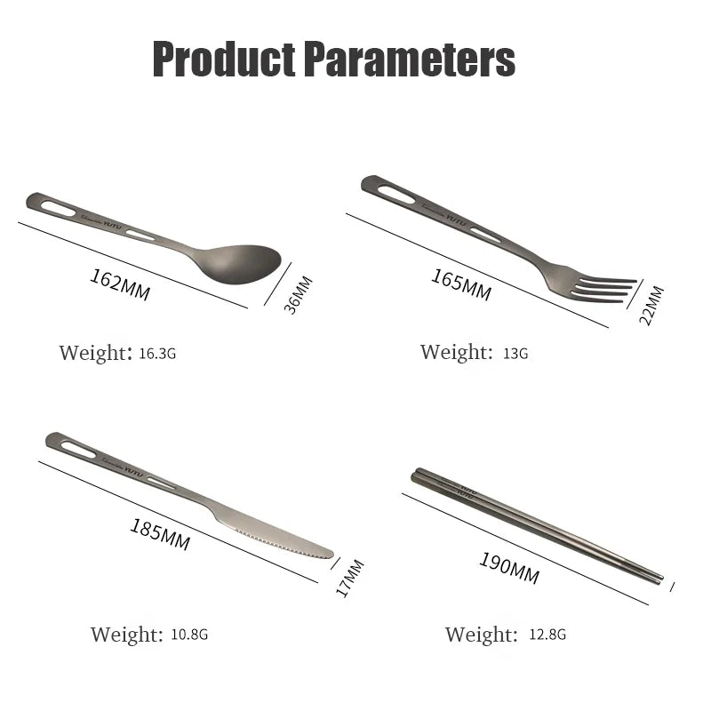 Premium Titanium Portable Cutlery Set - Lightweight Travel Tableware