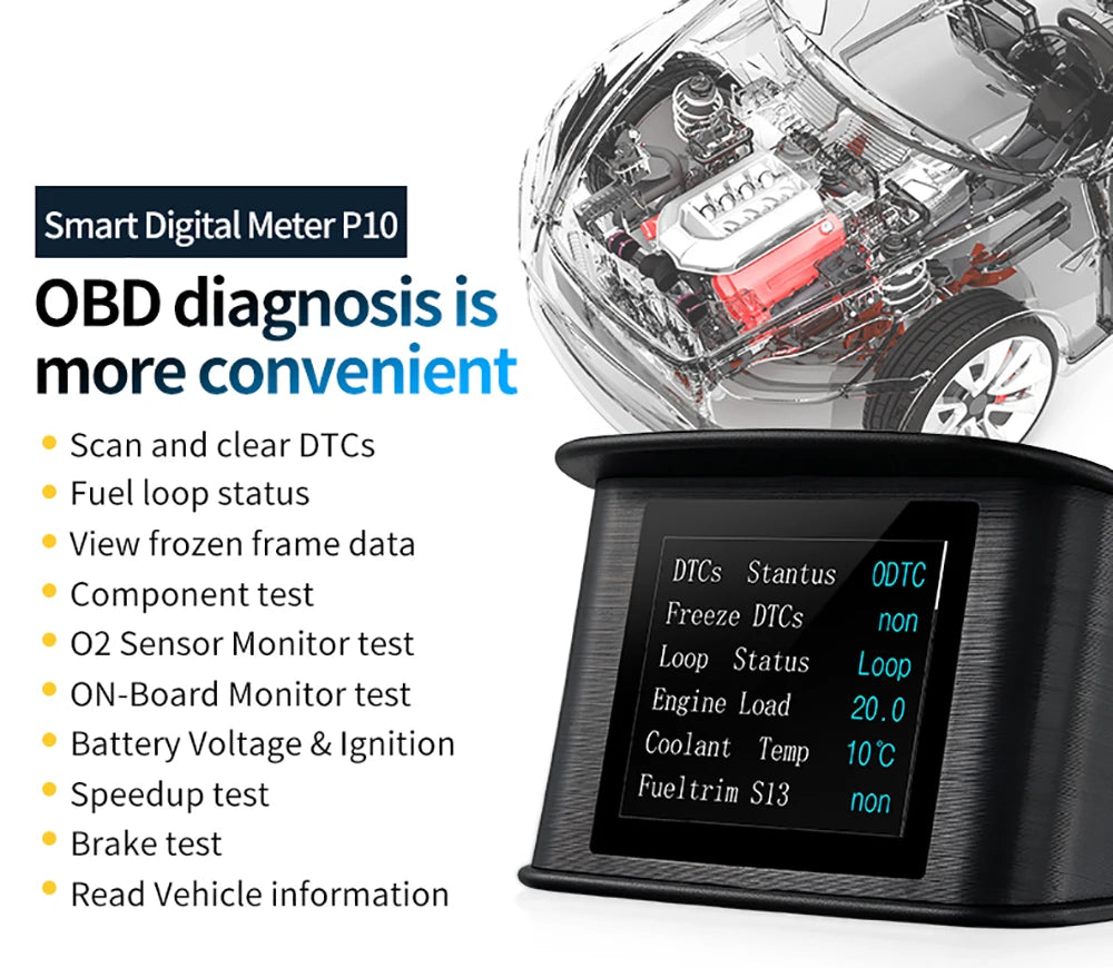 P10 PRO OBD2 Head Up Display - Smart Digital Meter Speedometer