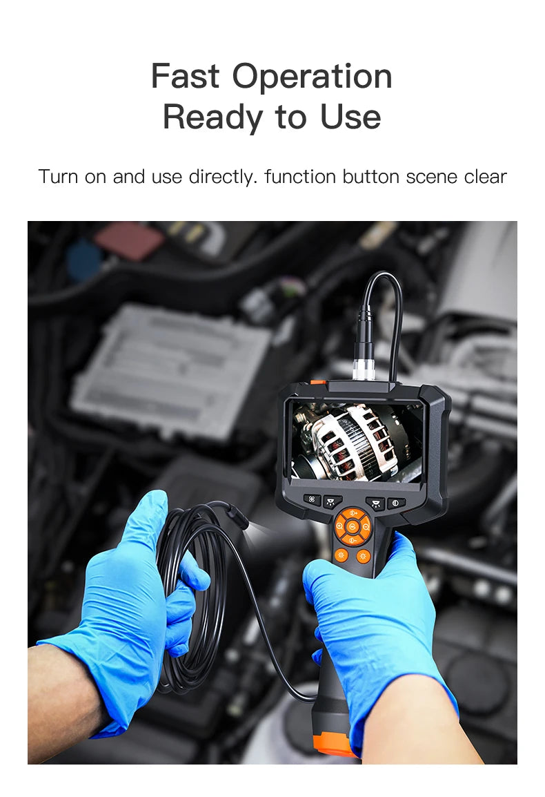 4.3" Dual Lens 1080P HD Industrial Endoscope Camera | Waterproof Car & Sewer Borescope with LED