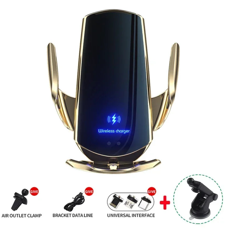 VIKEFON 15W Magnetic Wireless Car Charger & Auto Phone Mount - Fast Charging