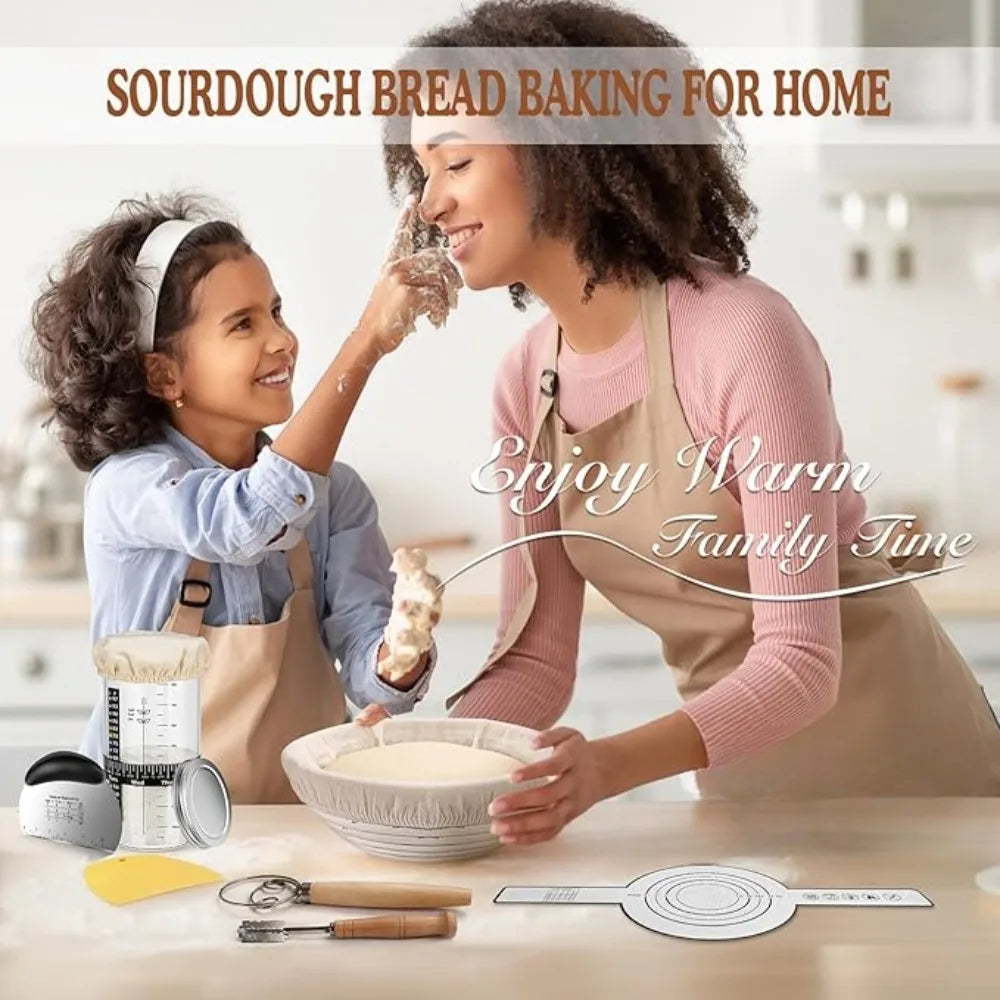 Professional Sourdough Baking Tools Set - Starter Jar, Mat & Knife