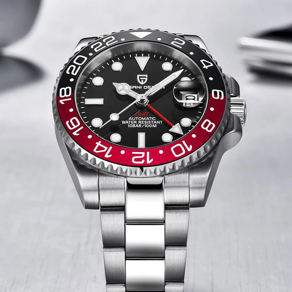 PAGANI DESIGN PD-1662 Luxury GMT Mechanical Watch - Sapphire, Steel, 100M Waterproof