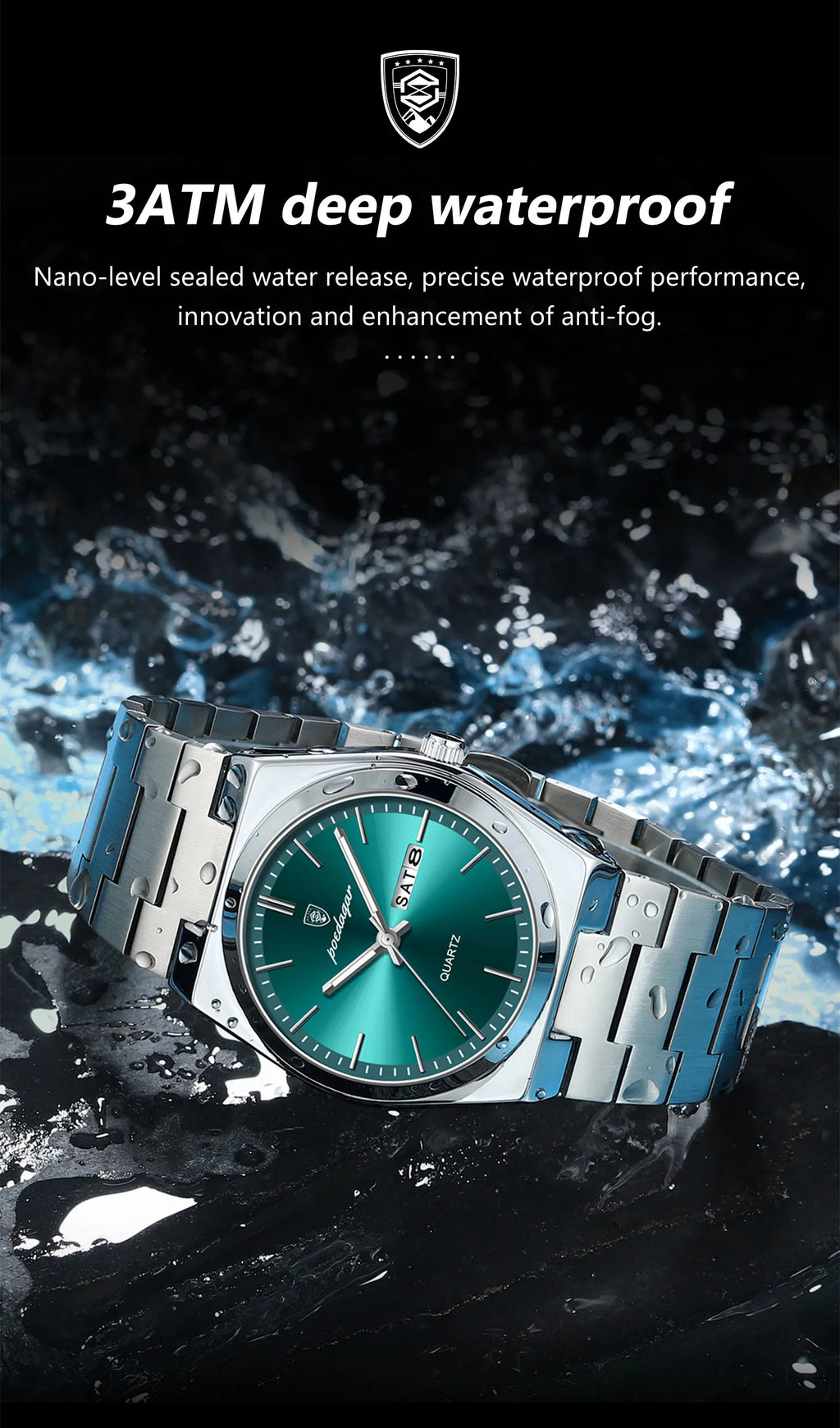POEDAGAR Luxury Men's Quartz Watch - Waterproof, Luminous, Date & Week