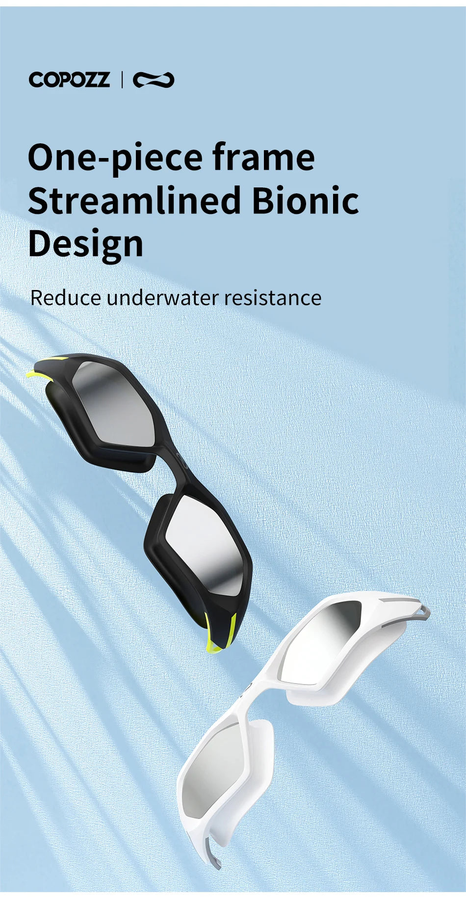 COPOZZ Professional Electroplate Swim Goggles - Anti-Fog UV Protection