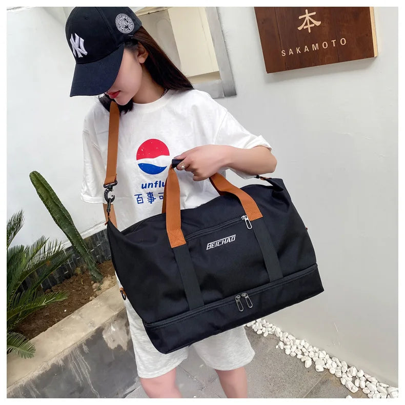 Men's Large Capacity Waterproof Gym Bag - Travel Sports Duffle & Crossbody