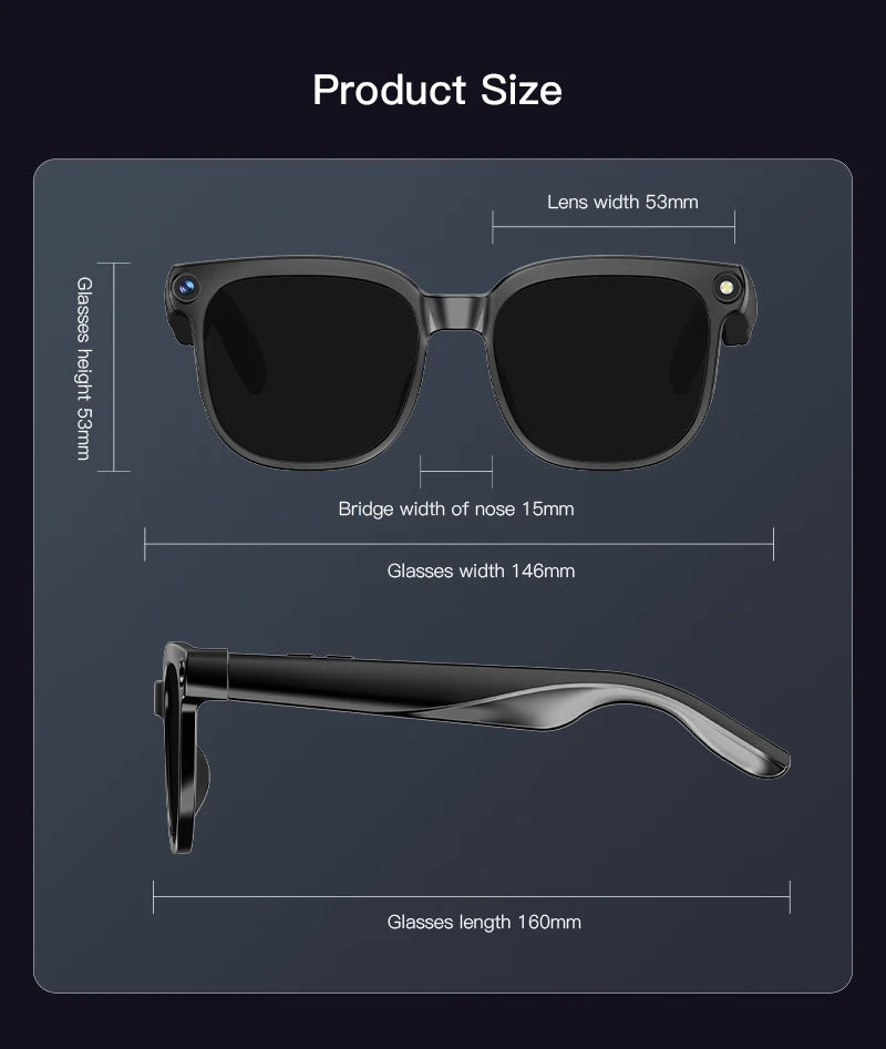 GUHUAVMI 800W HD Camera Glasses for Men - Hands-Free Translator & Video