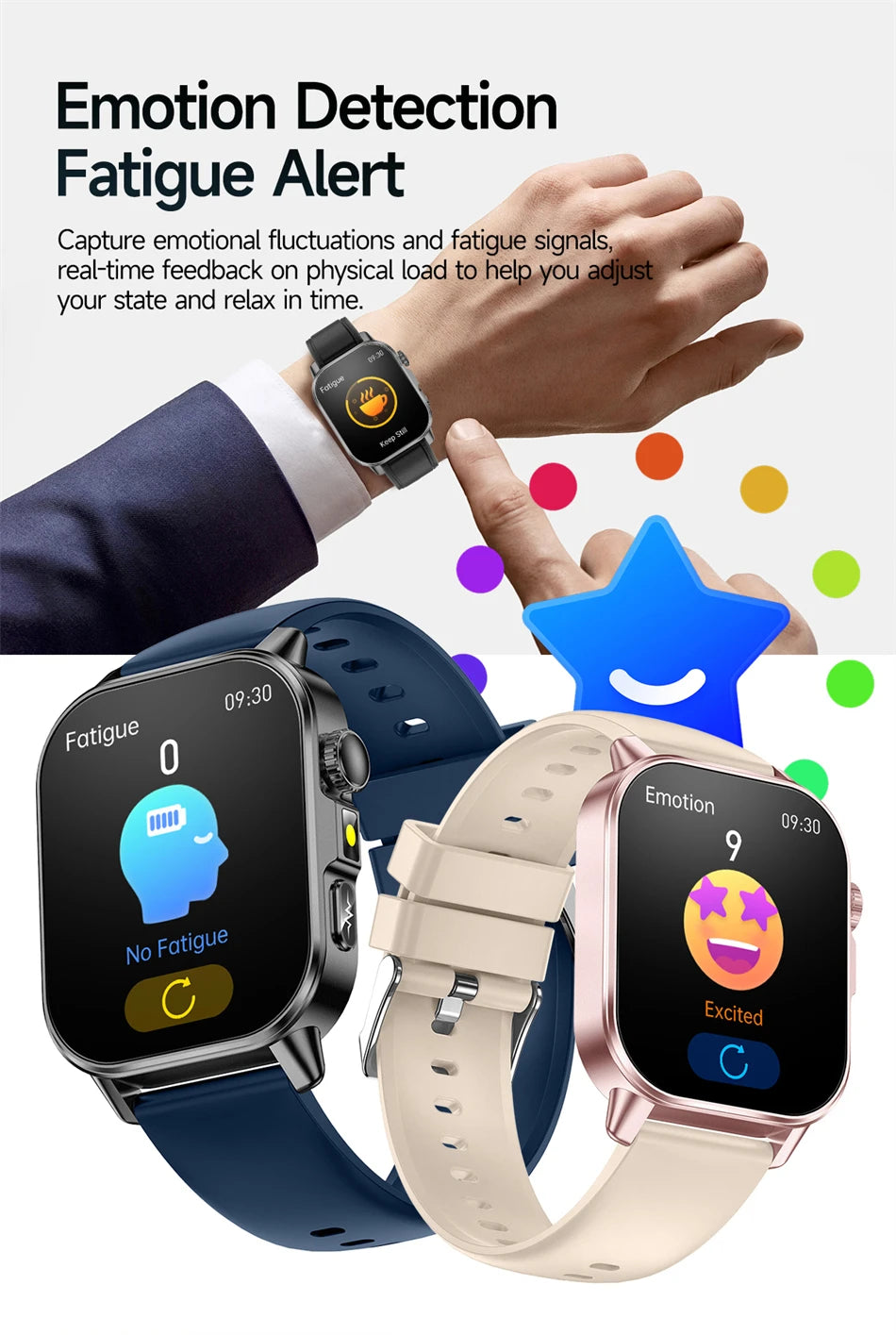 Vabena Men's ECG Smartwatch: Accurate Health Diagnosis with Blood Pressure, Oxygen, Fat, Uric Acid & Temp Monitoring