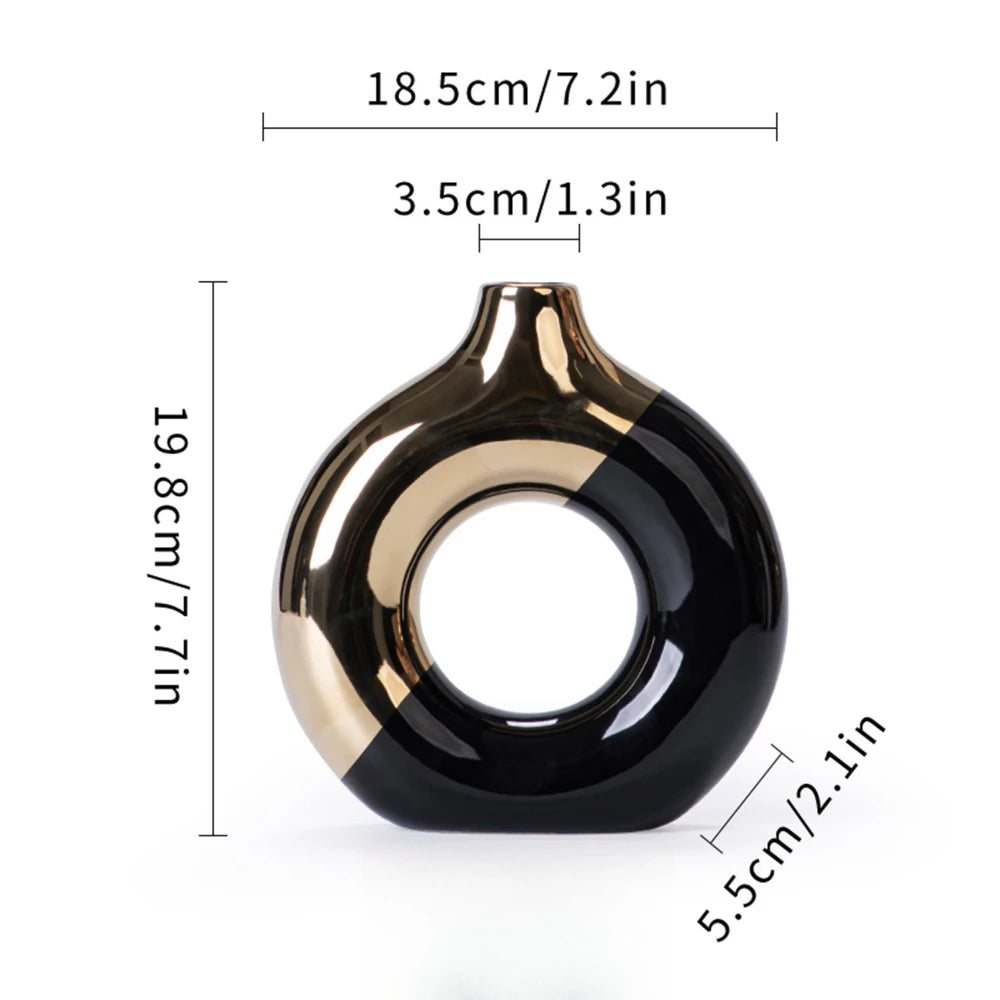 Gold Ceramic Flower Vase - Elegant Home & Wedding Decor