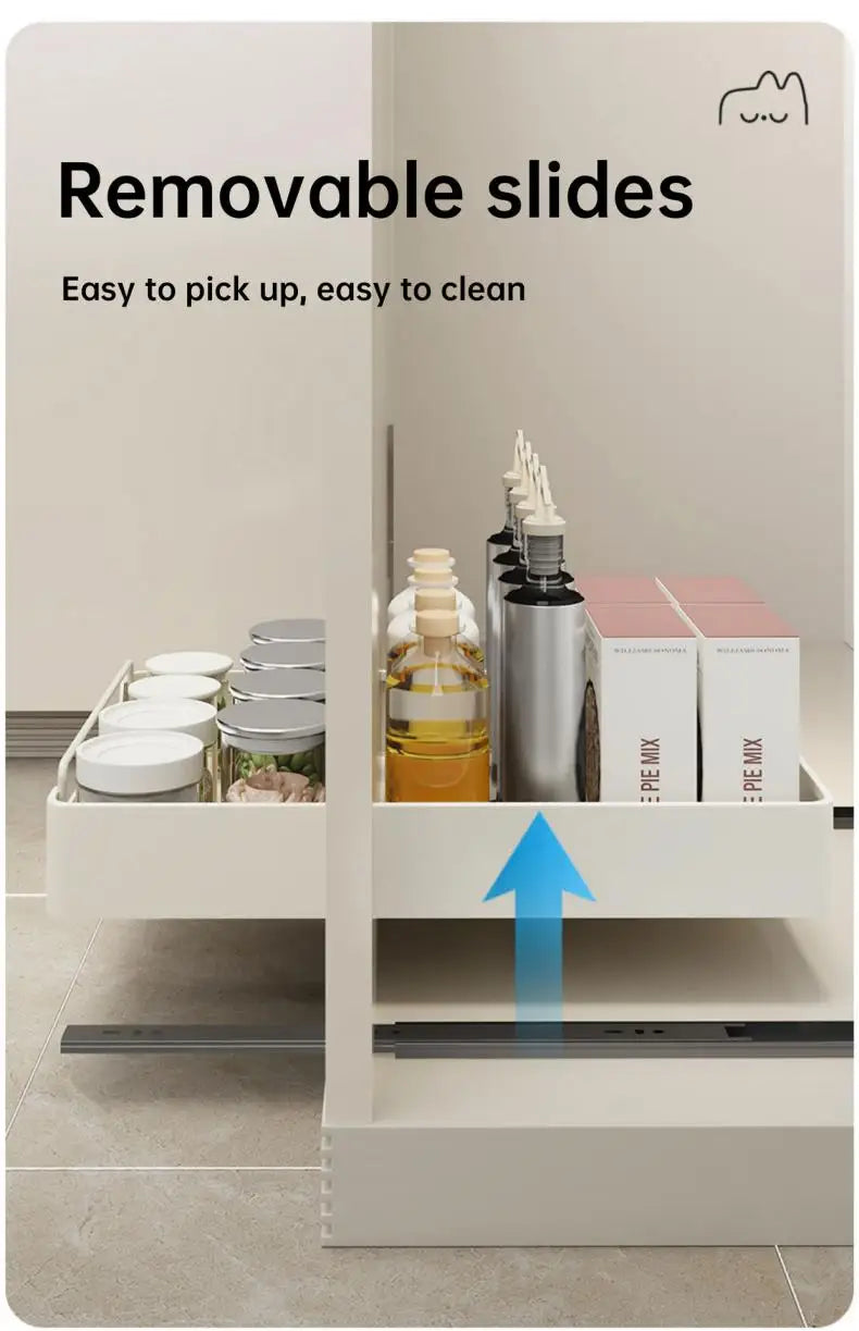 Kitchen Cabinet Pull-Out Drawer Organizer - Spice Rack & Storage Tray