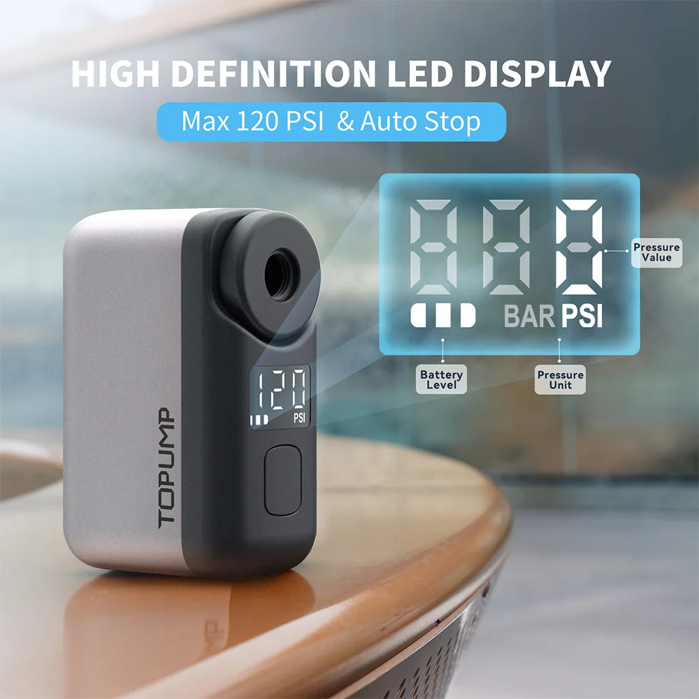 TOPUMP TB2 PRO Mini Electric Bike Pump - Portable Air Compressor