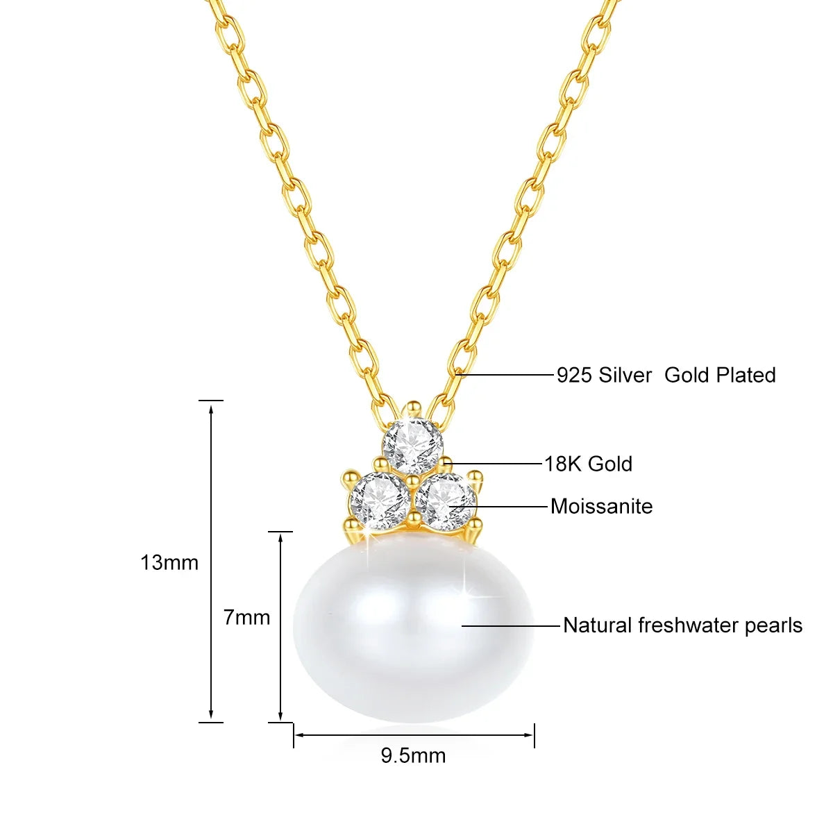 Luxury 18K Gold Pearl & Moissanite Necklace | Vabena Fine Jewelry