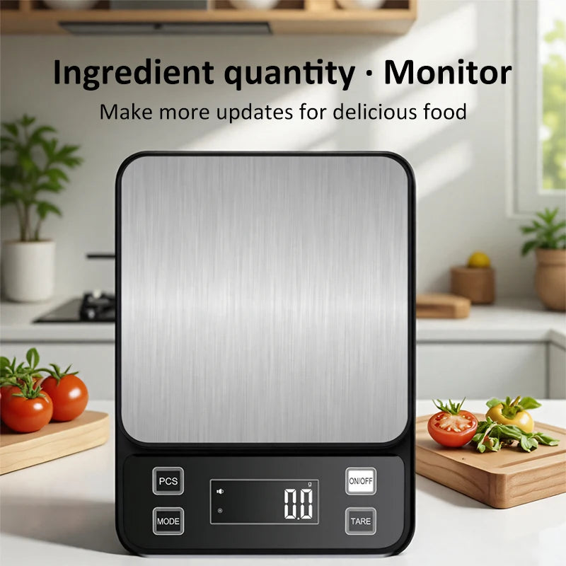 Digital Waterproof Stainless Steel Kitchen Scale - 3/5/10kg, 0.1g Precision