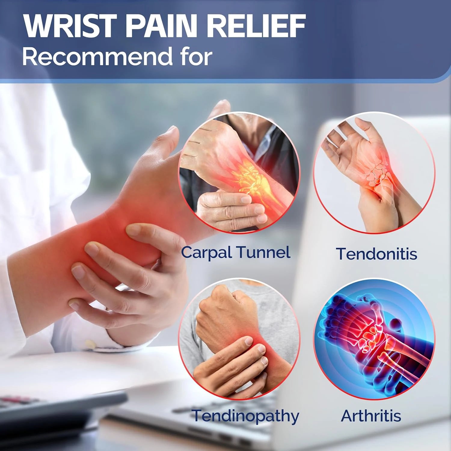 Carpal Tunnel Wrist Brace | Adjustable Support for Pain Relief | Tendonitis & Arthritis Splint