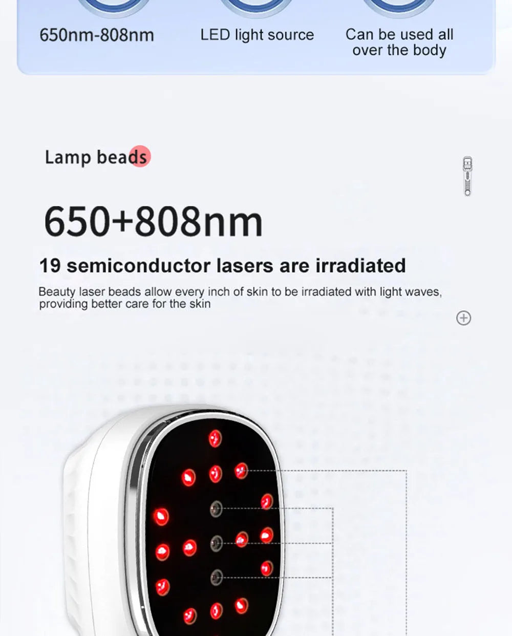 650nm+808nm Red Light Infrared Therapy Device for Skin Rejuvenation & Pain Relief