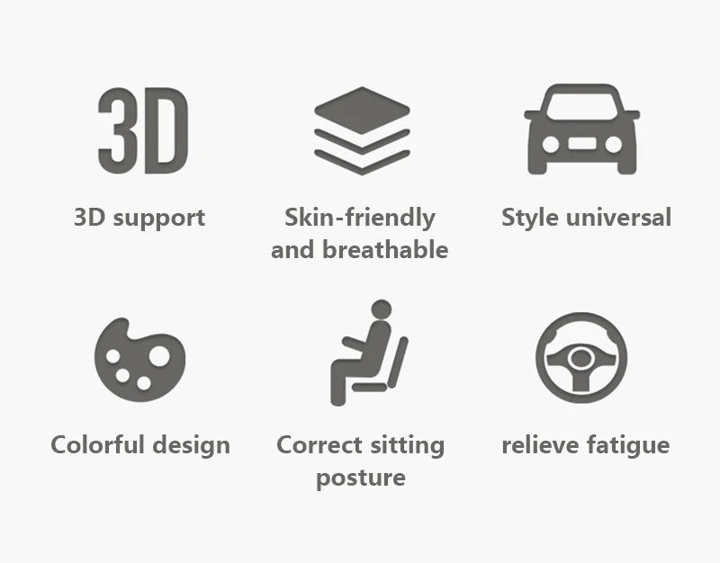 Memory Foam Car Seat Pillow Set - Neck, Lumbar & Headrest Support