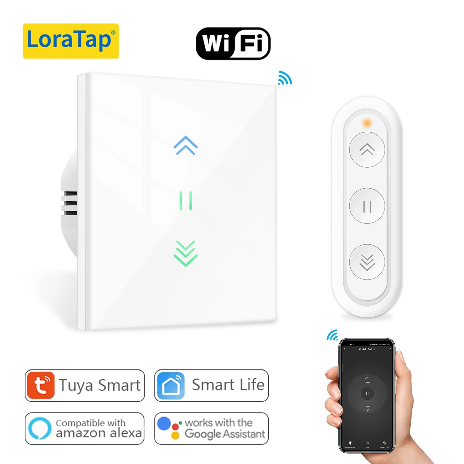 LoraTap WiFi Smart Blinds Switch - App & Voice Control for Modern Homes