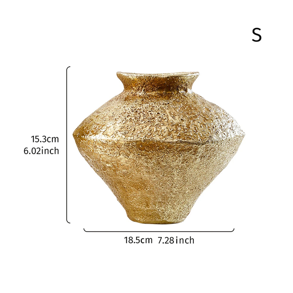 Luxury Retro Golden Earthenware Jar Decorative Vase