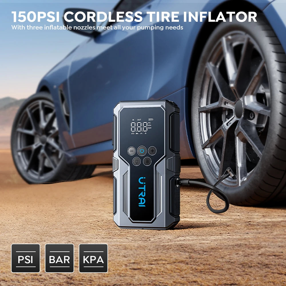 UTRAI 1500A Jump Starter Air Compressor & Power Bank | Emergency Car Kit