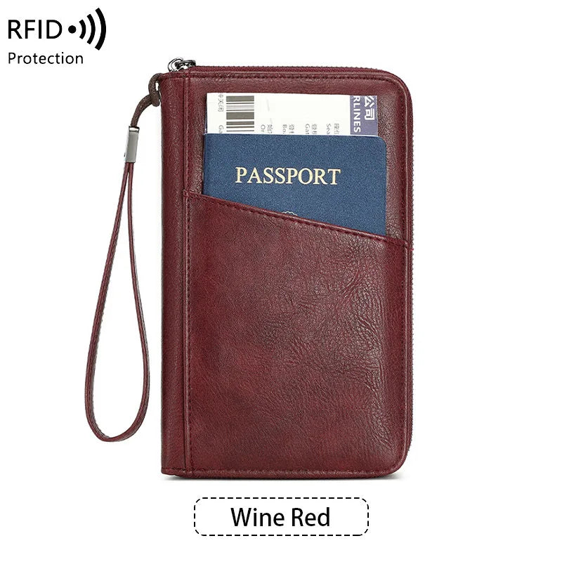 Travel Passport Wallet - RFID Anti-Theft PU Leather Organizer for Men & Women