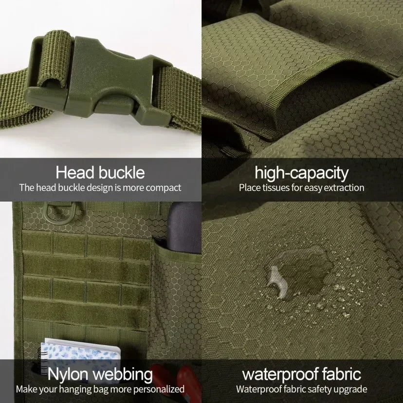 Tactical Camo Car Seat Organizer | Durable Backseat Storage Bag