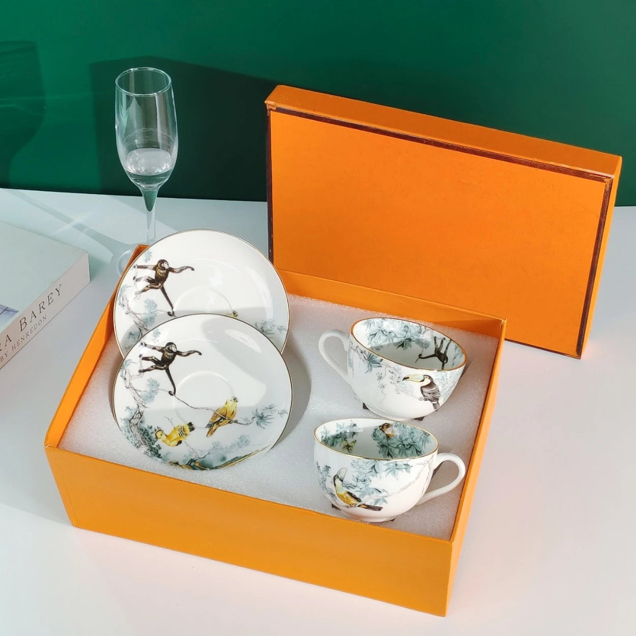 Jungle Floral Bone China Coffee Set | Elegant Tableware & Home Decor