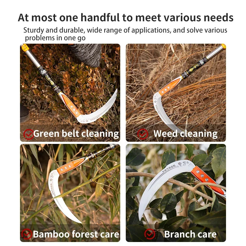 Long-Handle Manual Grass Sickle for Weeding & Gardening